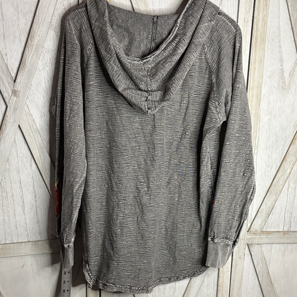 AVANI DEL AMOUR Embroidered Floral Boho Hoodie Tunic • SIZE Large• Gray - Picture 9 of 11
